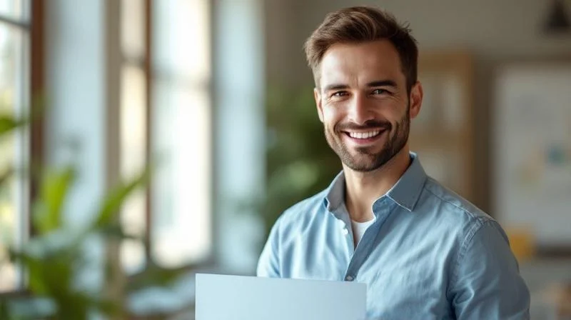 Frau in Hildesheim haelt stolz ein IHK-Pruefungszeugnis in der Hand