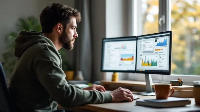 Quereinsteiger in Hildesheim arbeitet im Homeoffice an KI-Workflows für Elektronik-Anwendungen